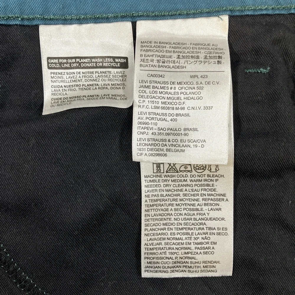 Levi's 569 Pants Mens 44x32 Teal Blue Loose Straight Stretch Twill